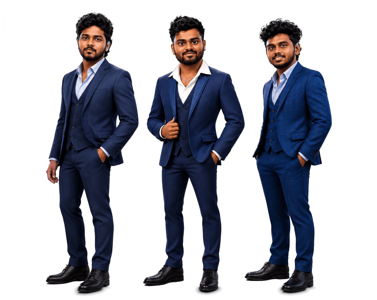 Fregoro Studios Hero Models - Three Men in Navy Blue Suits